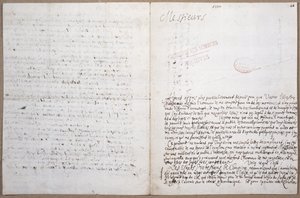 Erste Seite eines Briefes von Leibniz über seine Aufnahme in die Académie des Sciences in Paris, 8. Februar 1700