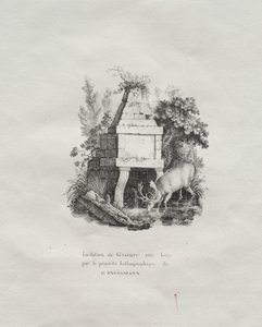 Receuil dessais lithographiques: Eine Fontaine, die den Holzschnitt imitiert, um 1816 von Gottfried or Godefroy Engelmann