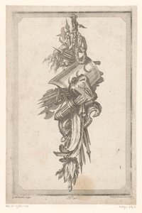 Trophäe mit Schild und Kopfbedeckung von Gottlieb Friedrich Riedel