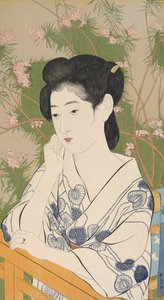 Frau in einem Thermalbad-Hotel, 1920 von Goyo Hashiguchi
