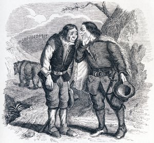 Der Bär und die zwei Freunde - Fabeln von La Fontaine von Grandville