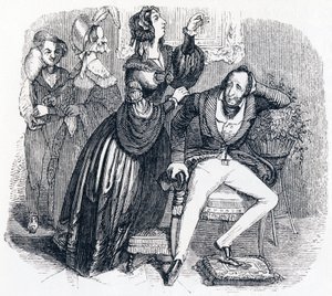 Der Mann mittleren Alters und seine zwei Geliebten - Fabeln von La Fontaine von Grandville