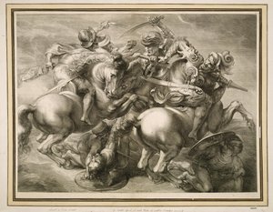 Die Schlacht der vier Reiter (Schlacht von Anghiari) von Gérard Edelinck