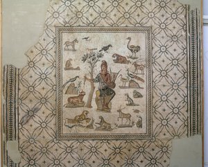Orpheus umgeben von Tieren, polychromes Mosaik von Greco Roman Greco Roman