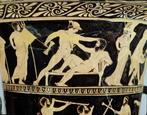 Attische rotfigurige Kalix-Krater (Detail)