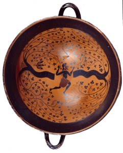 Ionische Tasse aus Keramik mit schwarzen Figuren, bekannt als 