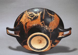 Kylix dekoriert mit Herakles und der Keryneischen Hirschkuh von Greek