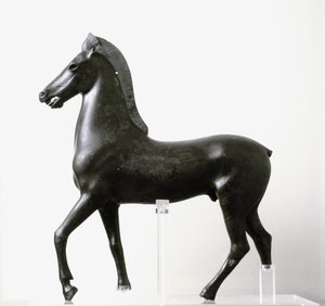 Bronzestatuette eines Pferdes, spätes 2. bis 1. Jahrhundert v. Chr. von Greek Roman School