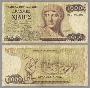 Eintausend griechische Drachmen Banknote, 1987 von Greek School