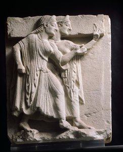 Metopenrelief mit Tänzern, antiker Schatz, Kampanien, Italien, 5. Jahrhundert v. Chr. von Greek School