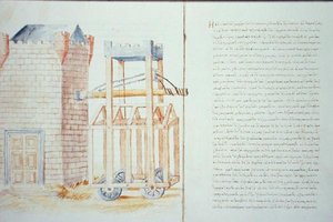 Ms Hunter 220 f.4v, 5r Rammbock, aus 