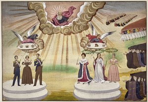Gebete zu den Göttern für die Befreiung Griechenlands, Tafel 1 aus Bildliche Geschichte des griechischen Unabhängigkeitskrieges von General Makryjannis von Greek School