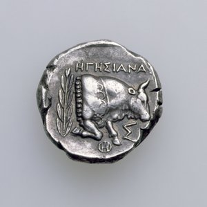 Tetradrachme von Samos, Ionien, Darstellung eines Stiers, ca. 390 v. Chr. (Rückseite) von Greek School