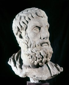 Porträt von Epikur (341 v. Chr. - 270 v. Chr.), griechischer Philosoph, Begründer des Epikureismus. Baracco Museum, Rom von Greek or Roman