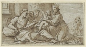 Maria mit Christuskind, Johannes dem Täufer und Hl. Antonius von Padua von Gregorio Lazzarini