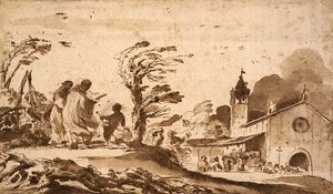 Landschaft mit einem Trauerzug von Guercino