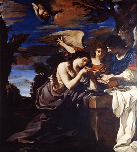 Die reuige Maria Magdalena mit zwei Engeln