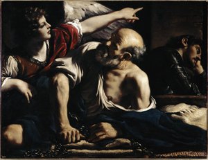 Der heilige Petrus wird von einem Engel befreit - Öl auf Leinwand, ca. 1622