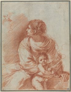 Die Madonna und das Kind mit einem entflohenen Stieglitz von Guercino