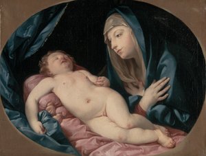 Die Madonna, die das schlafende Kind anbetet