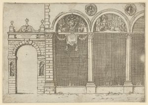 Die Arkade des Palastes des Erzbischofs von Bologna mit temporären Dekorationen für die e..., 1598