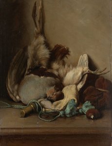 Stillleben mit Ringeltaube und Pulverhorn von Guillaume Anne van der Brugghen