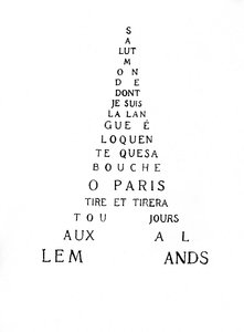 Kalligramm des Eiffelturms von Guillaume Apollinaire