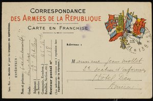 Postkarte an Jean Mollet