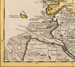 Detail von Helgoland aus einer Karte von Dänemark, 1730 von Guillaume Delisle