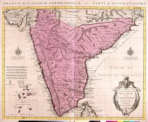 Karte von Coromandel und Malabar (Indien) von Guillaume Delisle