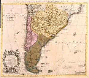 Karte von Paraguay, Chile und Magellanland (Argentinien) (Radierung) von Guillaume Delisle