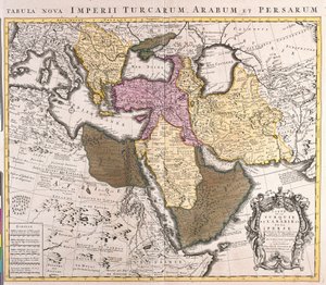Karte des Nahen Ostens: Türkisches Reich, Persien und Arabische Halbinsel (Radierung)