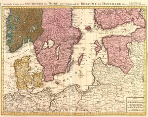 Karte der nördlichen Königreiche (Dänemark, Schweden, Norwegen und Finnland) (Radierung) von Guillaume Delisle
