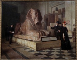 Ägyptische Halle des Louvre Besucher vor der Großen Sphinx von Guillaume Larrue