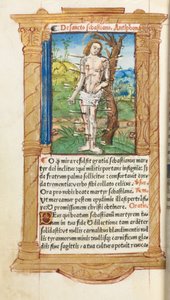 Gedrucktes Stundenbuch (Gebrauch von Rom): fol. 102v, St. Sebastian