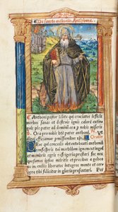 Gedrucktes Stundenbuch (Gebrauch von Rom): fol. 104v, St. Antonius Abt von Guillaume Le Rouge