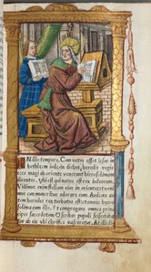 Gedrucktes Stundenbuch (Gebrauch von Rom): fol. 19r, St. Matthäus von Guillaume Le Rouge