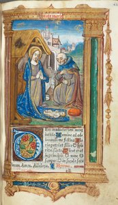 Gedrucktes Stundenbuch (Gebrauch von Rom): fol. 34r, Die Geburt von Guillaume Le Rouge