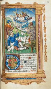 Gedrucktes Stundenbuch (Gebrauch von Rom): fol. 36r, Verkündigung an die Hirten von Guillaume Le Rouge