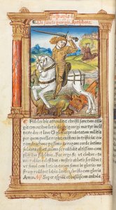 Gedrucktes Stundenbuch Gebrauch von Rom: fol. 103v, St. Georg tötet den Drachen, 1510