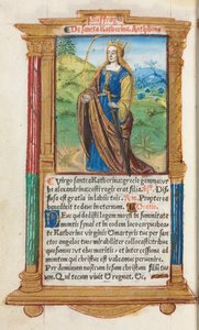 Gedrucktes Stundenbuch Gebrauch von Rom: fol. 109v, St. Katharina, 1510 von Guillaume Le Rouge