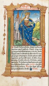 Gedrucktes Stundenbuch Gebrauch von Rom: fol. 110v, St. Barbara, 1510 von Guillaume Le Rouge