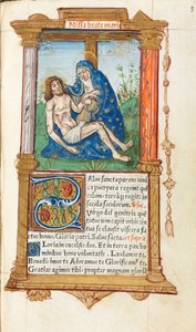 Gedrucktes Stundenbuch Gebrauch von Rom: fol. 53r, Pieta von Guillaume Le Rouge