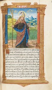 Gedrucktes Stundenbuch Gebrauch von Rom: fol. 96r, St. Augustinus, 1510 von Guillaume Le Rouge