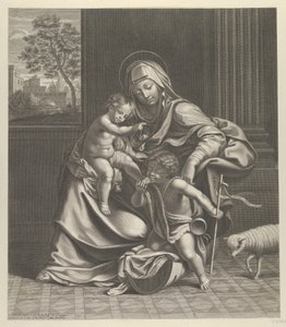 Die Jungfrau sitzt mit dem Jesuskind auf ihrem Schoß..., ca. 1650-1704