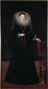 Porträt einer adligen Dame aus Genua Gemälde von Guilliam Van Deynen (1575-1624) 1610 Dim 225x120 cm Musei di Strada Nuova (ex Palazzo Bianco) Genua, Italien von Guilliam van Deynen
