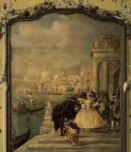 Maskierte Dame vor der Salute, Venedig von Guiseppe Ponga