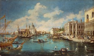 Salute-Kirche von der Riva degli Schiavoni (Promenade) aus gesehen, von Giuseppe Ponga (1856-1925)
