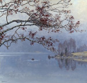 Herbststimmung am See von Gustaf Edolf Fjaestad