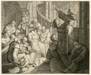 Martin Luther predigt im Kloster, vor Staupitz, seinem väterlichen Freund von Gustav Ferdinand Leopold Konig